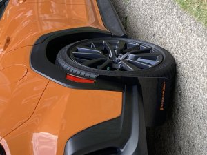 Subaru WRX Mud Flaps - Rally Armor - UR Series with Orange Logo - Black - `22-`25 Subaru WRX Mud Flaps - Rally Armor - UR Series with Orange Logo - Black - `22-`25